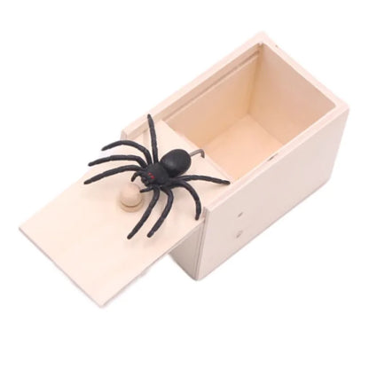 Wooden Spider Scare Box Halloween Prank Trick Toy