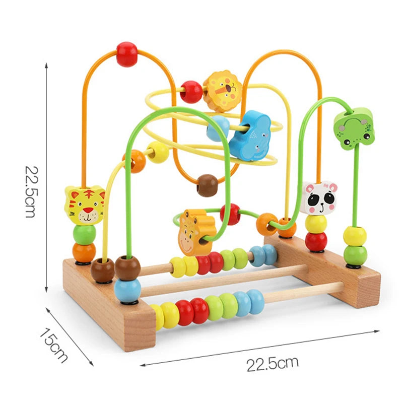 Wooden Bead Maze Roller Coaster Toddler Abacus Toy