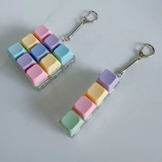 Decompression Keyboard Key Fidget Keychain Finger Pinch Toy