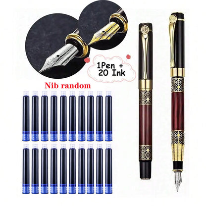 Retro Metal Fountain Pen Replaceable Ink Office Writing Set