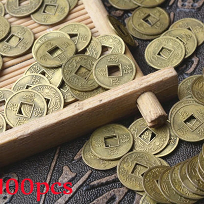 100 Pcs I Ching Coins – Ancient Chinese Feng Shui Craft Coins for Wealth, Health & Lucky Charm