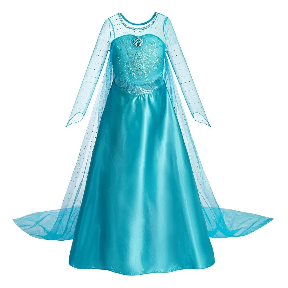 Snow Queen Halloween Princess Dress Long Cloak Costume