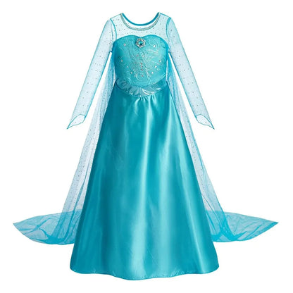 Snow Queen Halloween Princess Dress Long Cloak Costume
