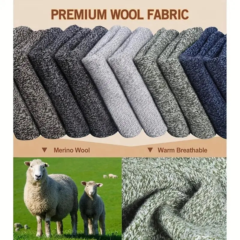 Winter Warm Wool Socks Men Thick Towel Bottom 3 Pairs