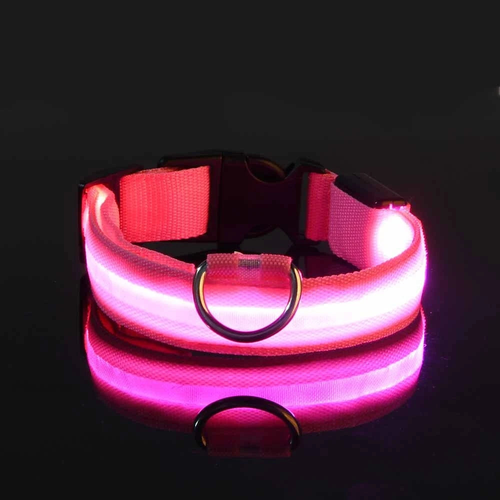 Nylon LED Night Safety Flashing Glow Dog Leash Collar