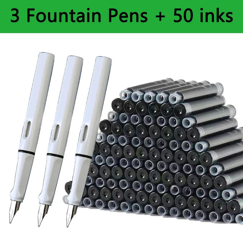 Fountain Pen Replaceable Ink Set Extra Fine Calligraphy Pens 53Pcs