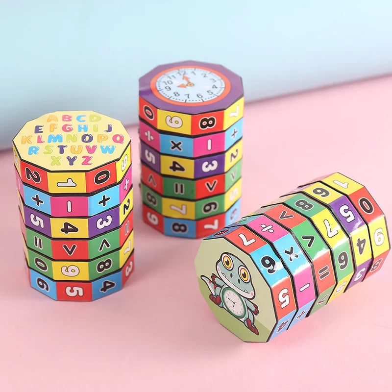 Math Cylinder Arithmetic Cube Toy Kids Counting Game