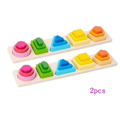 Wooden Sorting Stacking Toy Shape Color Sort Puzzle