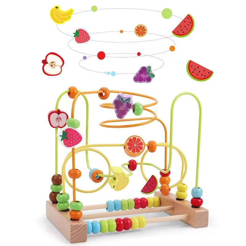 Wooden Bead Maze Roller Coaster Toddler Abacus Toy