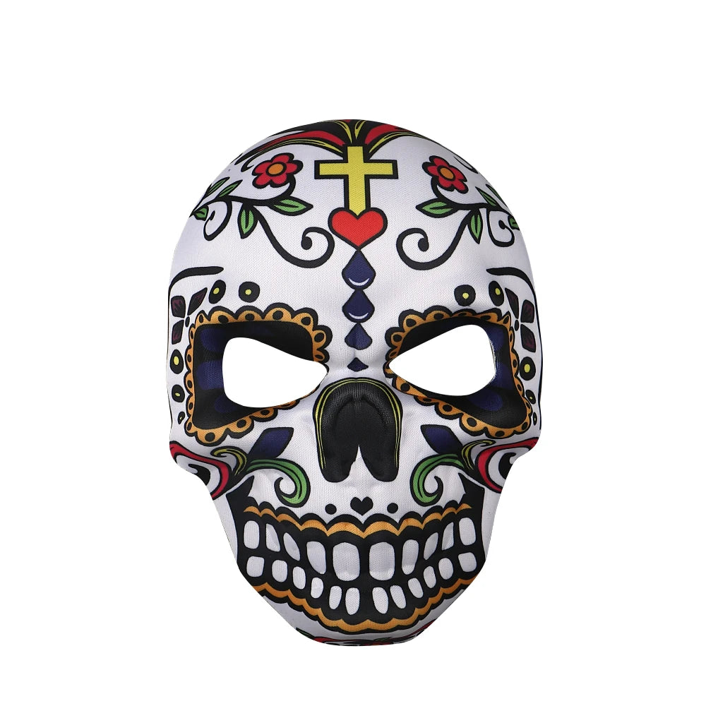 2023 Masks Mexican Day of The Dead Skull Mask Cosplay Halloween Skeletons Print Masks Dress Up Purim Party Costume Prop
