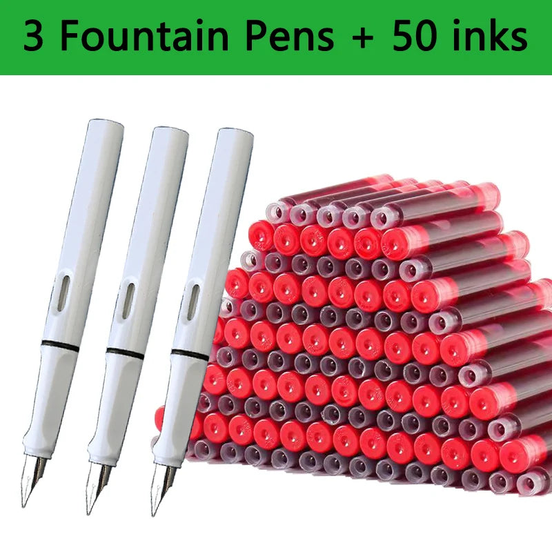 Fountain Pen Replaceable Ink Set Extra Fine Calligraphy Pens 53Pcs