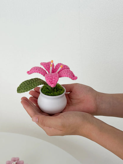 Flowers Hand-Knitted Lily Potted Crochet Woven Pot