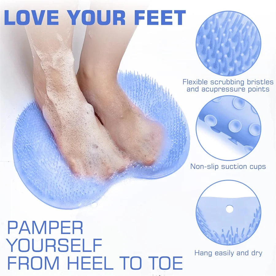 Shower Foot Scrubber Mat Wall Mounted Back Scrubber Pad