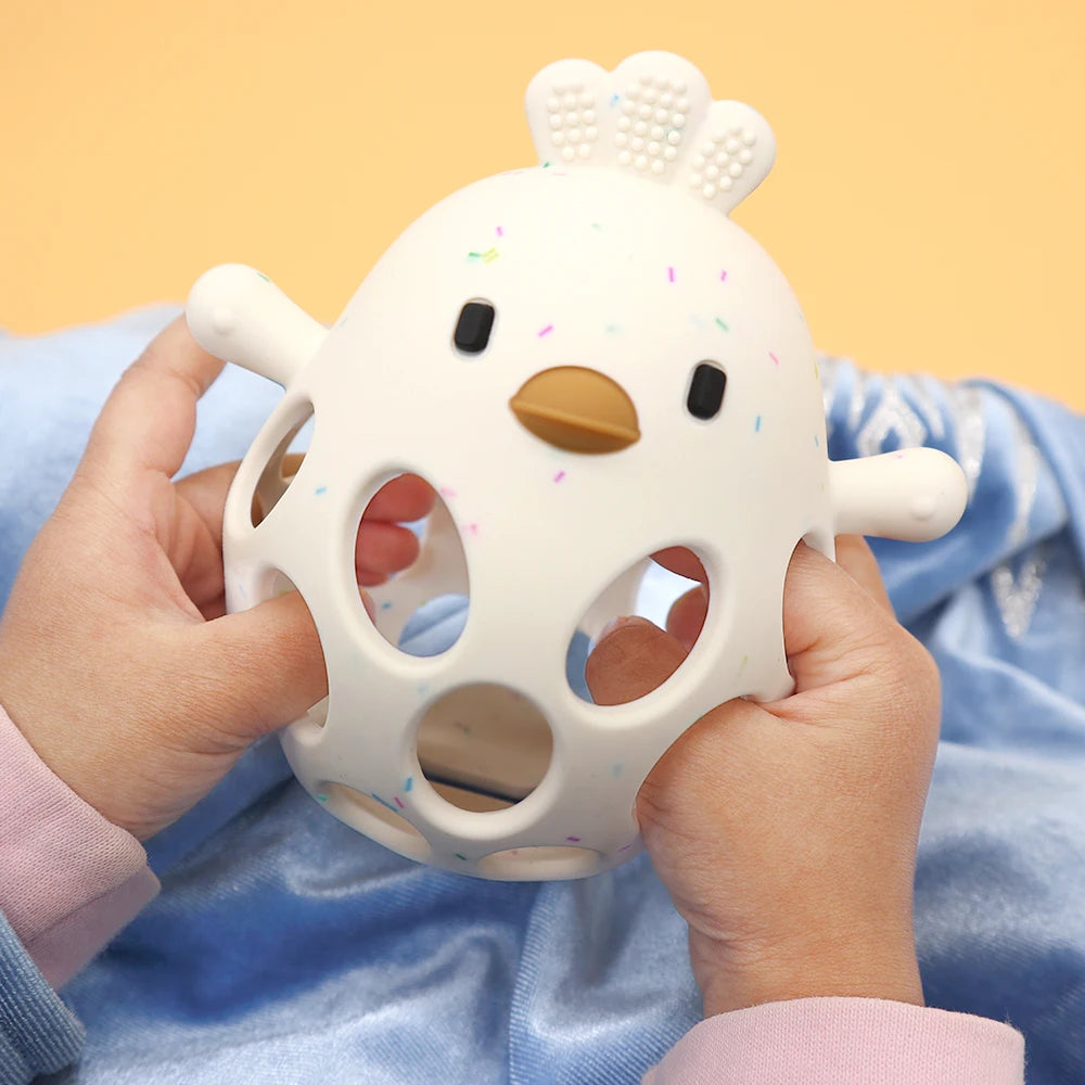 Baby Silicone Teether Toy Cartoon Chick Chewing Trainer