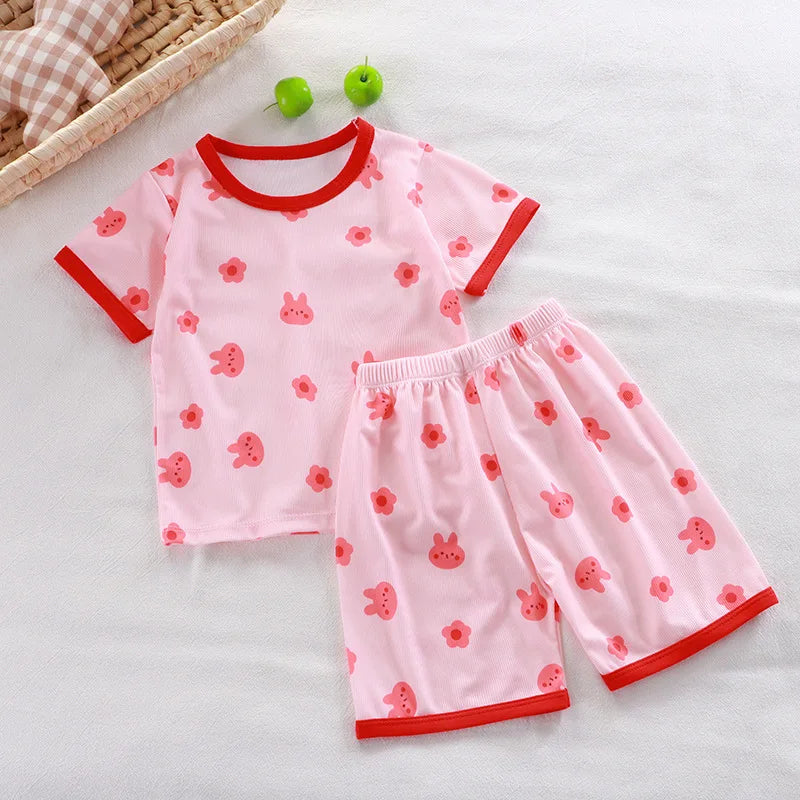 Toddler Short Sleeve Cartoon Pajamas Set Kids Summer