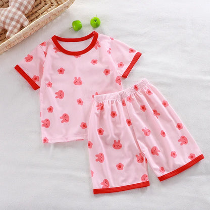 Toddler Short Sleeve Cartoon Pajamas Set Kids Summer