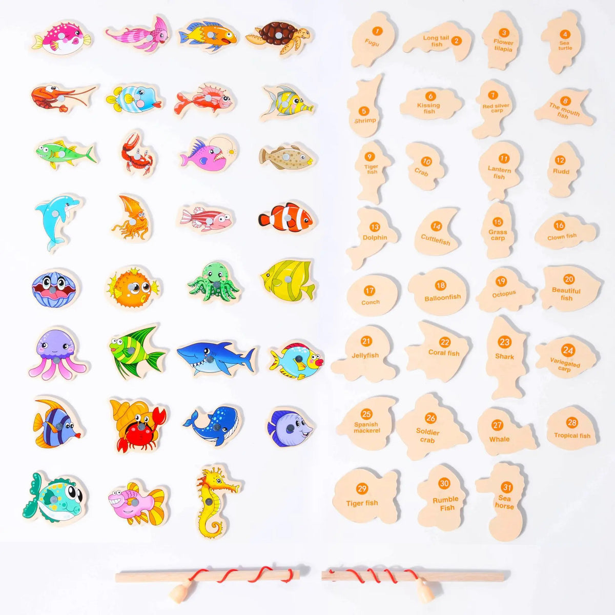 Wooden Magnetic Fishing Game Marine Cognition Toy
