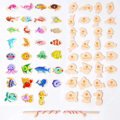 Wooden Magnetic Fishing Game Marine Cognition Toy