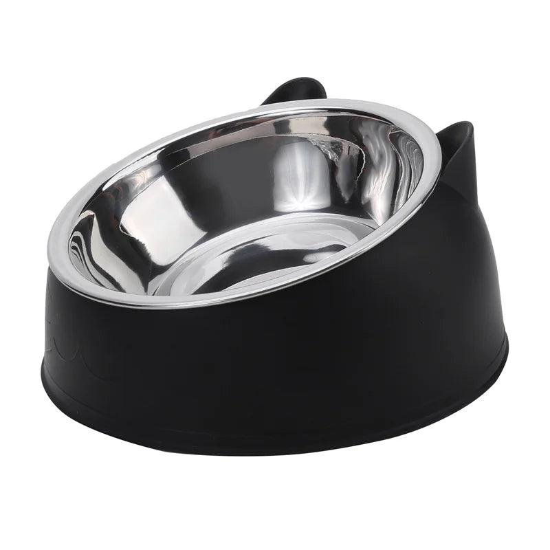 Inclined Kitten Puppy Food Feeding Bowls Stainless Steel