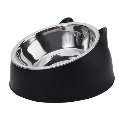 Inclined Kitten Puppy Food Feeding Bowls Stainless Steel