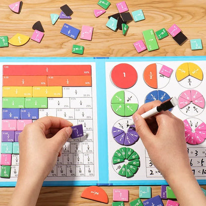 Magnetic Fraction Demonstration Book Wooden Math Toy