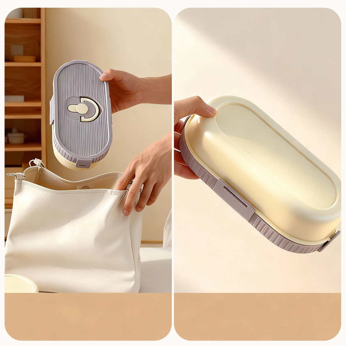 WORTHBUY 304 Stainless Steel Oval Insulated Lunch Box For Kids Student Portable Leak Proof Divided Food Container Microwave Safe