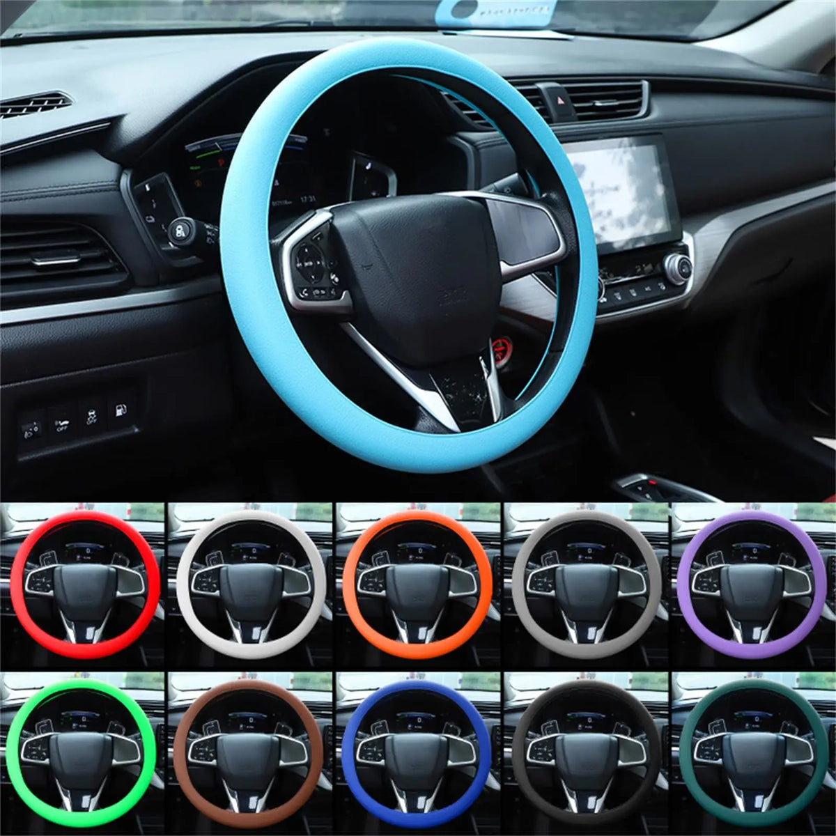 Silicone Steering Wheel Cover Anti Slip Car Grip 14-16 Inch