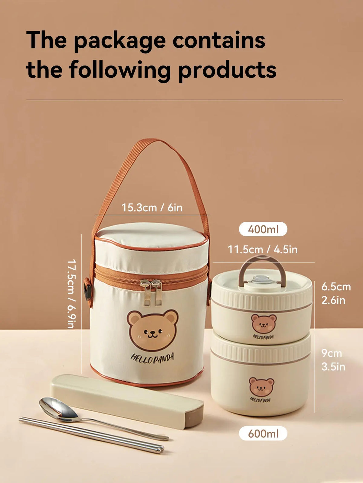 Large Capacity Stainless Steel Thermal Bento Box Cute Insulated Container