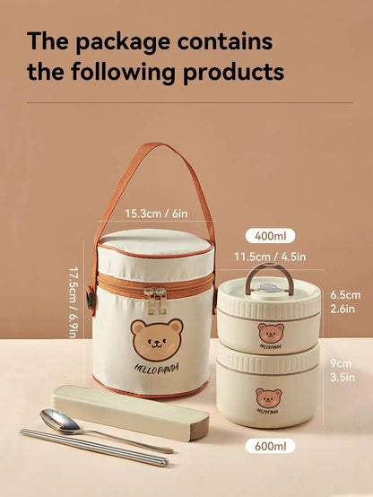Large Capacity Stainless Steel Thermal Bento Box Cute Insulated Container