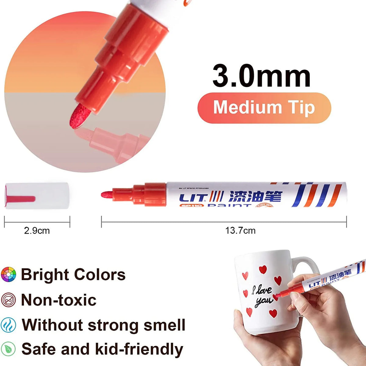 Waterproof Permanent Paint Marker Set 3mm Oil Based Pens