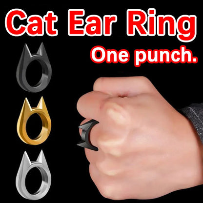 Self-defense cat ear ring window breaker women's anti-wolf men's single finger buckle carry defense spikes finger tiger .