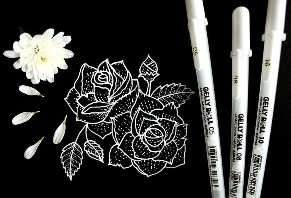 White Gel Pens For Art Opaque Highlight Markers Fine Medium Bold