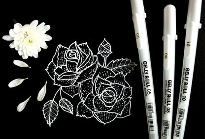 White Gel Pens For Art Opaque Highlight Markers Fine Medium Bold