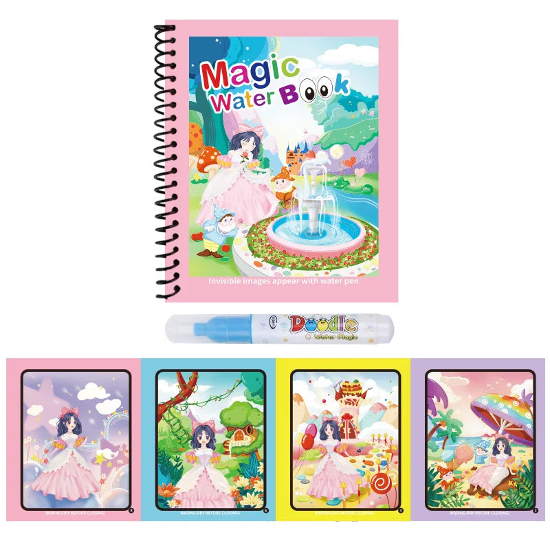 Magic Water Drawing Book Reusable Mess Free Coloring Set