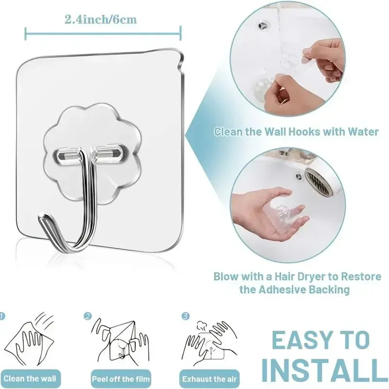 Transparent Self Adhesive Wall Hooks Clear Towel Hanger