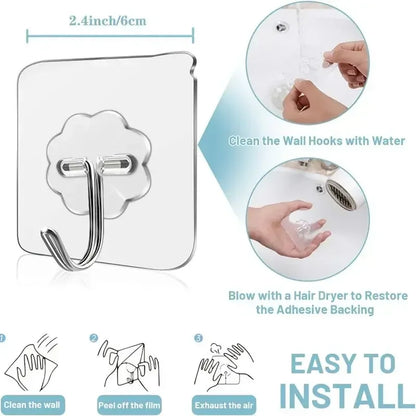 Transparent Self Adhesive Wall Hooks Clear Towel Hanger