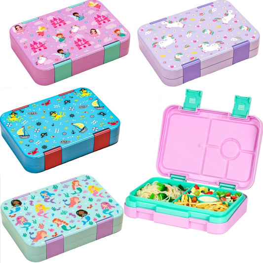 37oz Adorable Cartoon Printed Bento Box Microwavable Divided Lunch Box Leakproof BPA-Free Snack Food Container for School Picnic