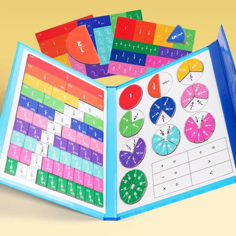 Magnetic Fraction Demonstration Book Wooden Math Toy