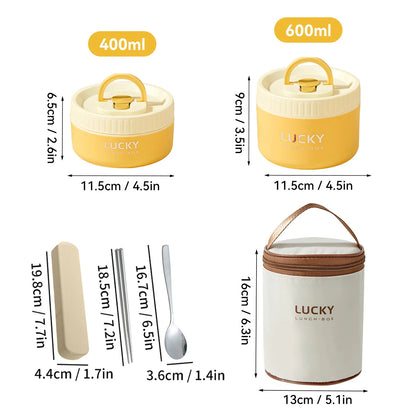 WORTHBUY 304 Stainless Steel Keep Warm Lunch Box For Student Kids Leak-proof Round Insulated Food Jar For Cold And Hot Food