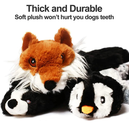 No Stuffing Plush Dog Toy Durable Squeaky Crinkle Animal