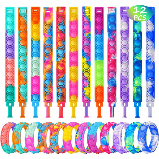 Fidget Pop Bracelet Party Favors Bubble Wristband 12 Pack