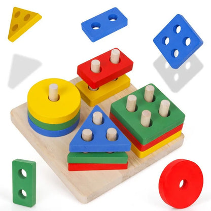 Shape Matching Toy - Montessori Wooden Toys for Children & Toddlers