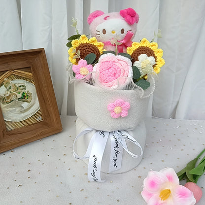 Cartoon Plush Flower Bouquet Artificial Rose Doll Gift