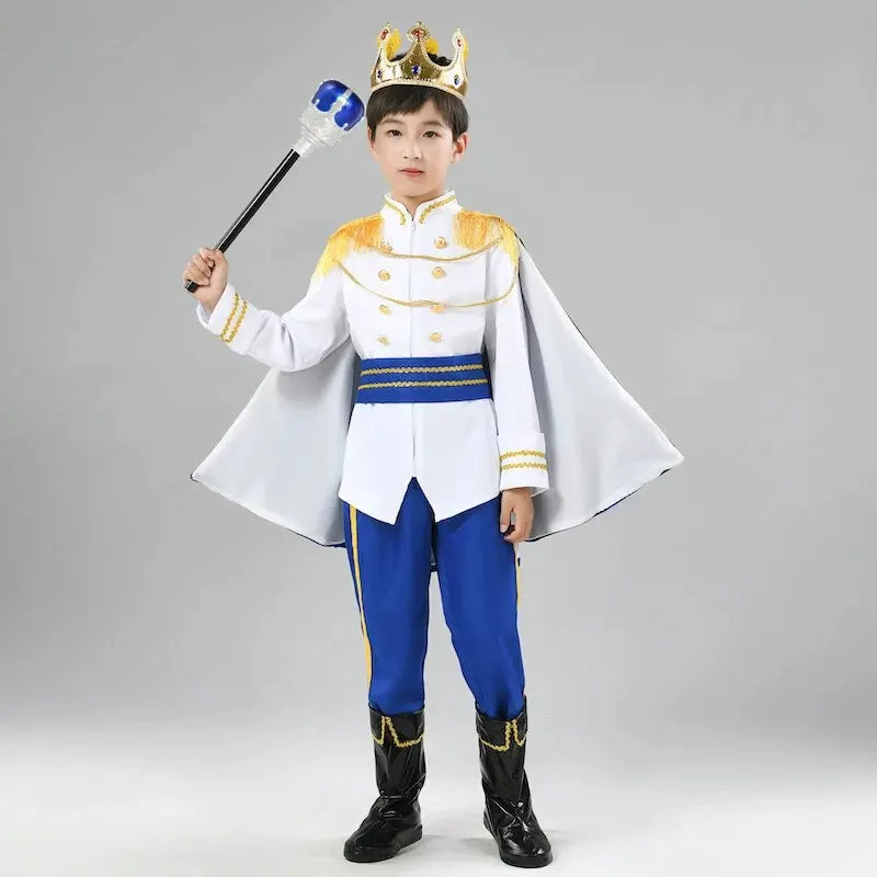 7 Pieces King Carnival Costume Medieval Royal Red Prince Full Set Outfits Halloween Birthday Party Fancy Dress Up Cosplay Wear