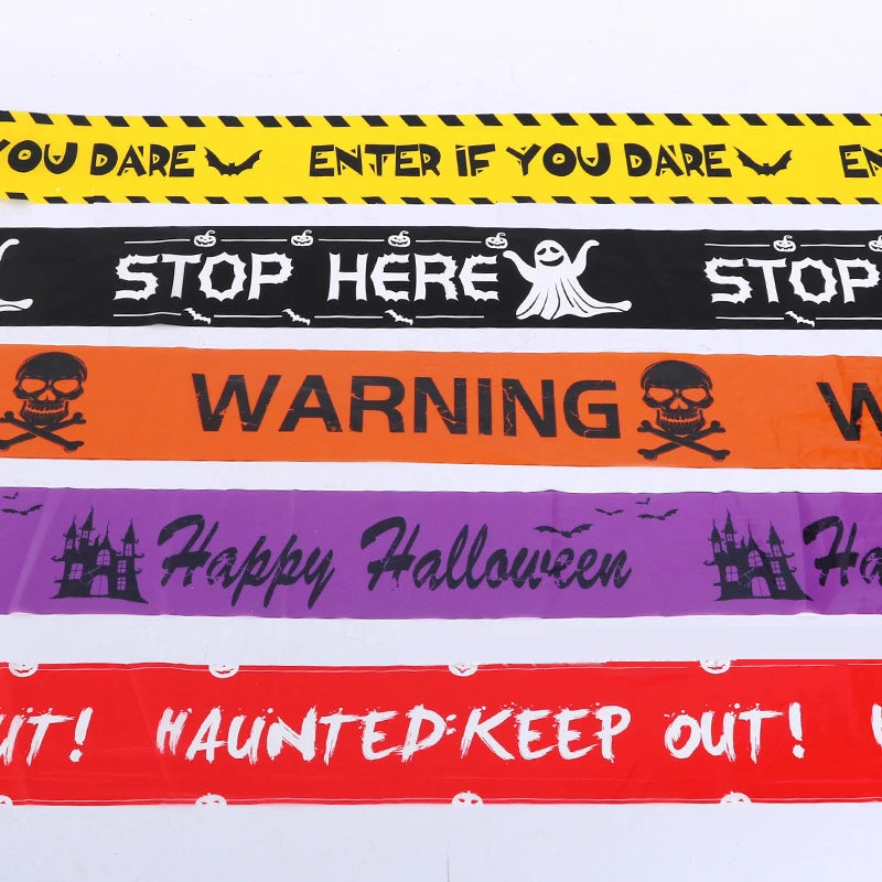 Halloween Warning Tape Plastic Skull Caution Line