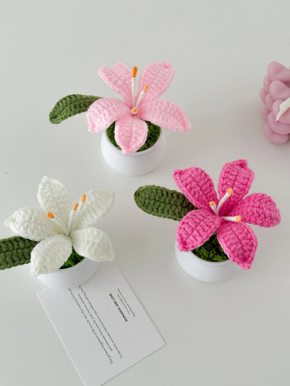 Flowers Hand-Knitted Lily Potted Crochet Woven Pot