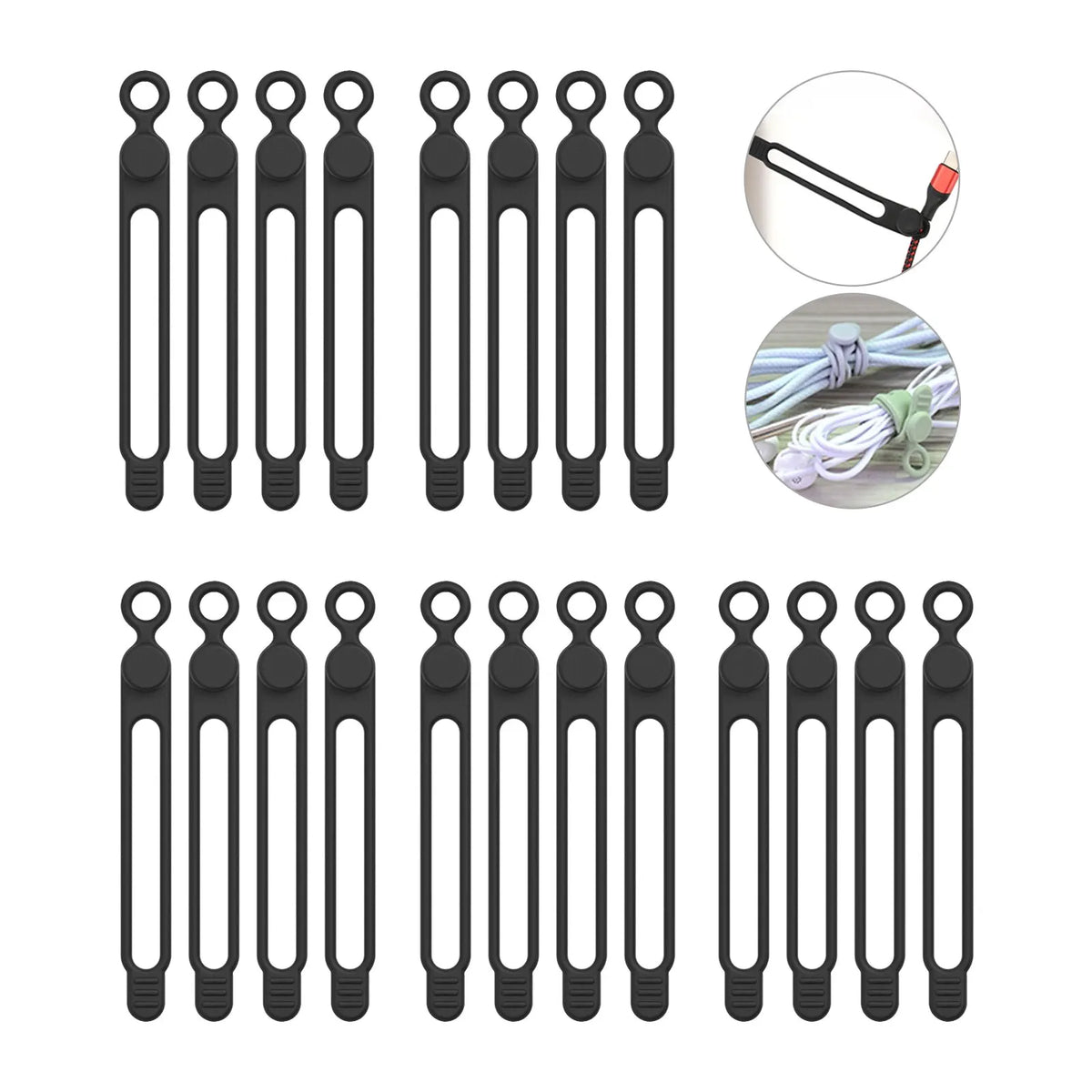 Silicone Cable Ties Reusable Cord Organizer Elastic Wire Straps