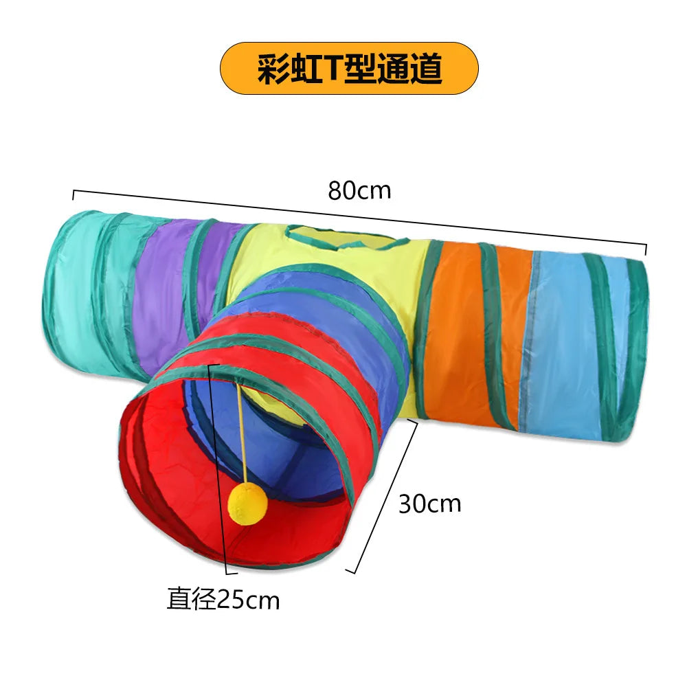 Foldable Cat Tunnel Tube Collapsible Pet Play Tunnel