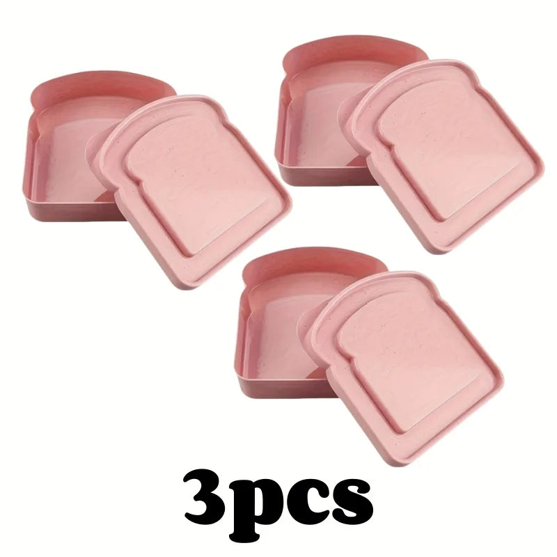 1/3pcs Reusable Bento Sandwich Box Set with Lid Microwave Safe Stackable Container for School Outdoor Picnic Kitchen Organizer