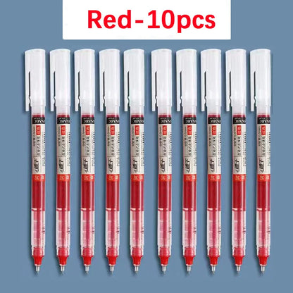 10Pcs High Quality Needle Type Gel Pens Straight Liquid Ballpoint Pen Kawaii Statio nery School Office Supplies Writing colours
